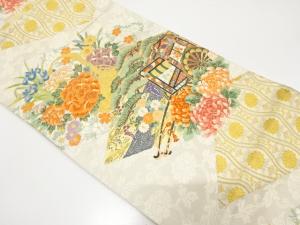 御所解花篭模様織り出し　袋帯